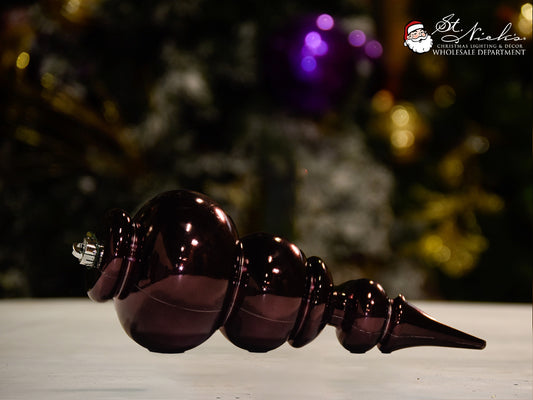 brown-shiny-finials-christmas-tree-decor-ornament-st-nicks-CA