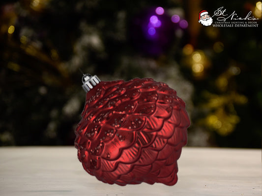 burgundy-glitter-acorn-christmas-tree-decor-ornament-150mm-st-nicks-CA