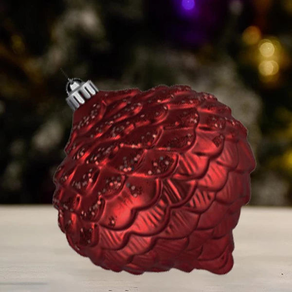 burgundy-glitter-acorn-tree-decor-ornament-150mm