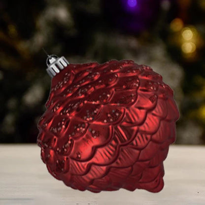burgundy-glitter-acorn-tree-decor-ornament-150mm