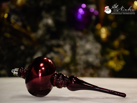 burgundy-shiny-classic-finial-christmas-tree-decor-ornament---150mm-st-nicks-CA