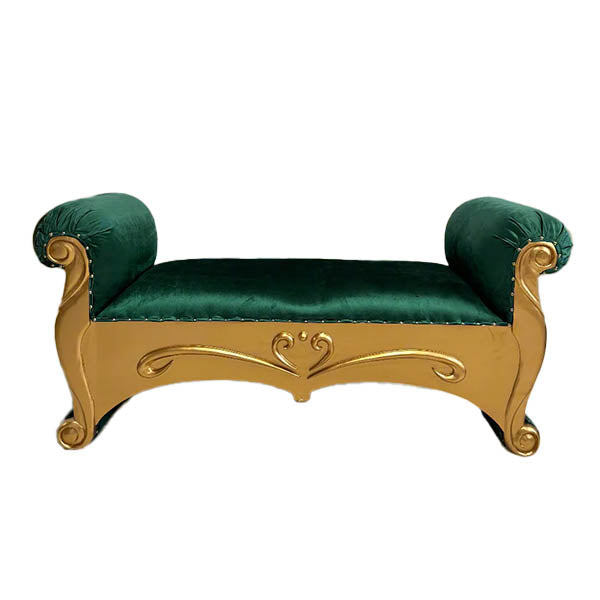 Carol Royal Holiday Bench - Green / Gold - Velvet