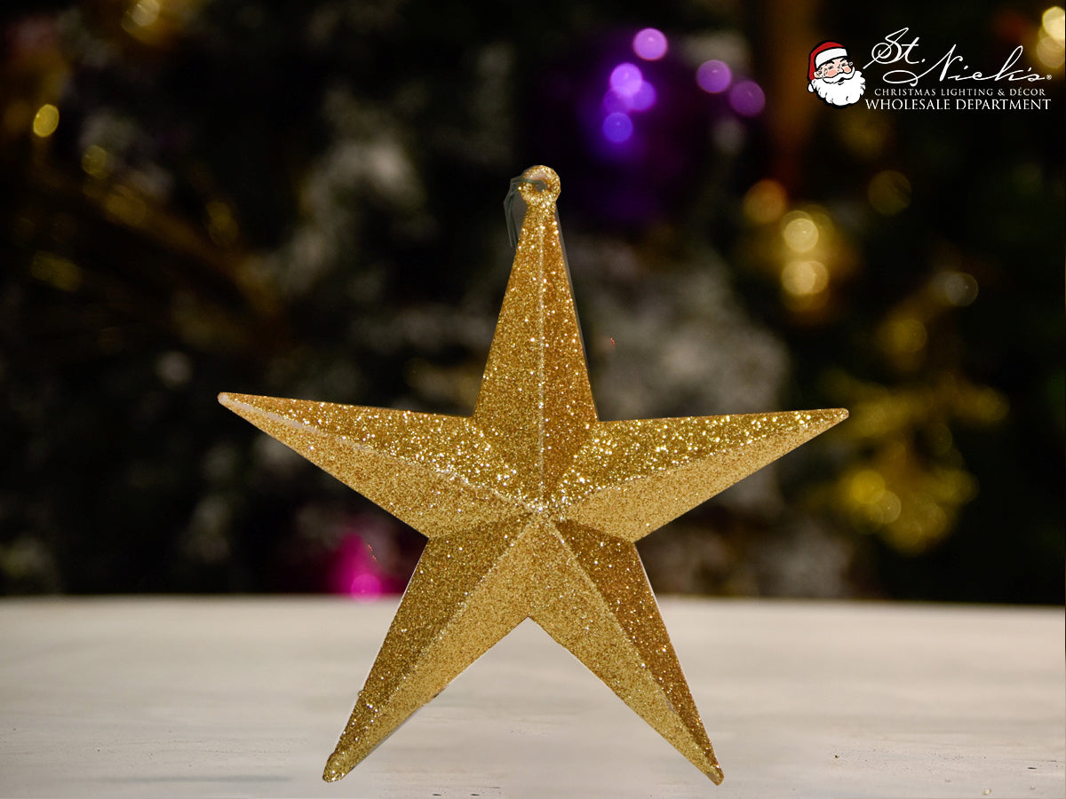 champagne-glitter-star-christmas-tree-decor-ornament-150mm-st-nicks-CA
