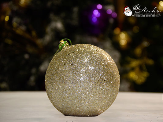 champagne-shiny-sequin-ball-christmas-tree-decor-ornament-150mm-st-nicks-CA