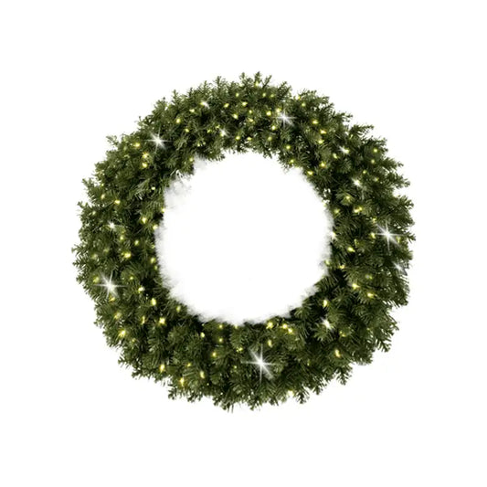 Green Christmas wreath with lights 