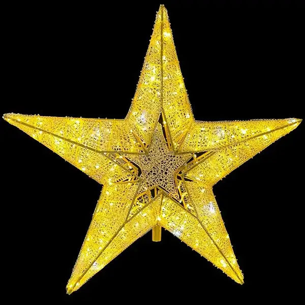 Gold 5-Point Star Tree Topper with Light Snowfall | St Nicks – St ...