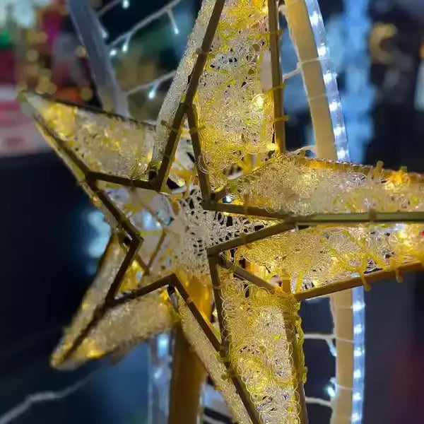 Gold 5-Point Star Tree Topper with Light Snowfall | St Nicks – St ...