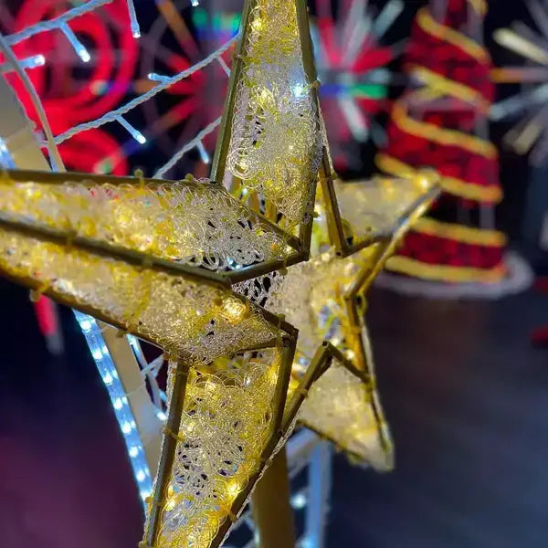 Gold 5-Point Star Tree Topper with Light Snowfall | St Nicks – St ...