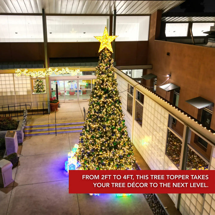 Gold 5-Point Star Tree Topper with Light Snowfall | St Nicks – St ...