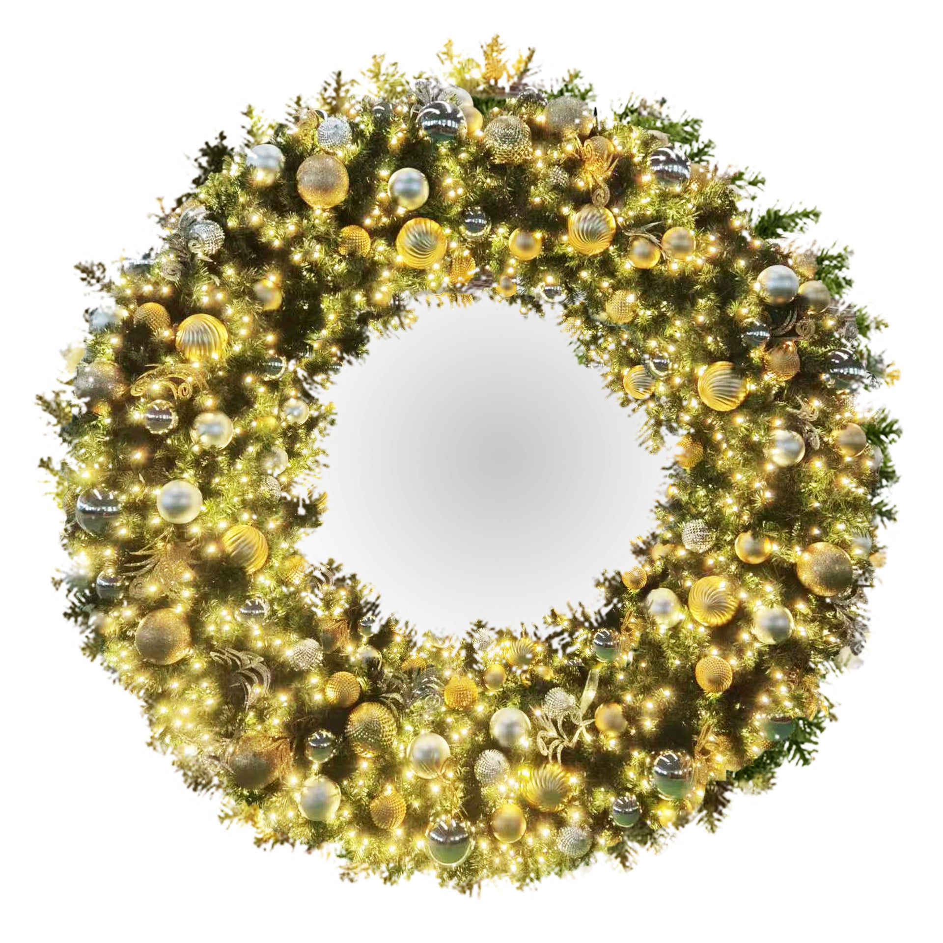 gold-and-silver-predecorated-chirstmas-lighting-and-decor-wreath-w-warm-white-lights-st-nicks-CA