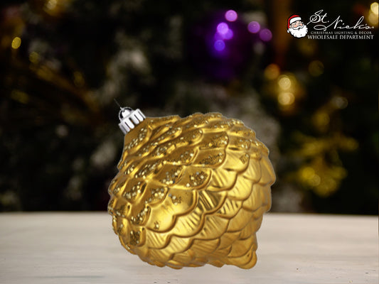 gold-glitter-acorn-christmas-tree-decor-ornament-150-mm-st-nicks-CA