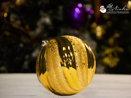 gold-shiny-with-glitter-sequin-ball-christmas-tree-decor-ornament-200mm-st-nicks-CA