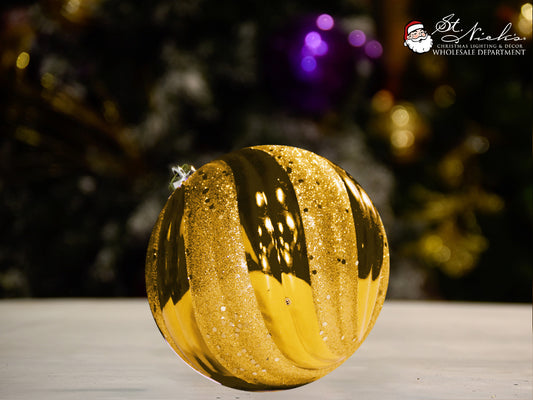 gold-shiny-with-glitter-sequin-swirl-christmas-tree-decor-ornament-120mm-st-nicks-CA
