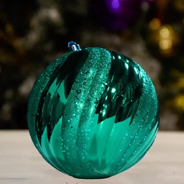Green Aqua Wave Shiny with Glitter Sequin - 150MM - Ball / Ornament