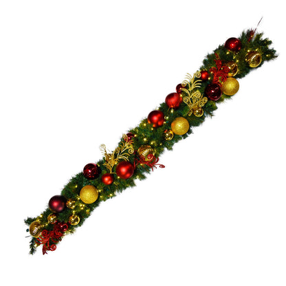 green-christmas-decor-garland-predecorated-red-gold-and-burgundy-w-warm-white-lights-9-x-14-st-nicks-CA