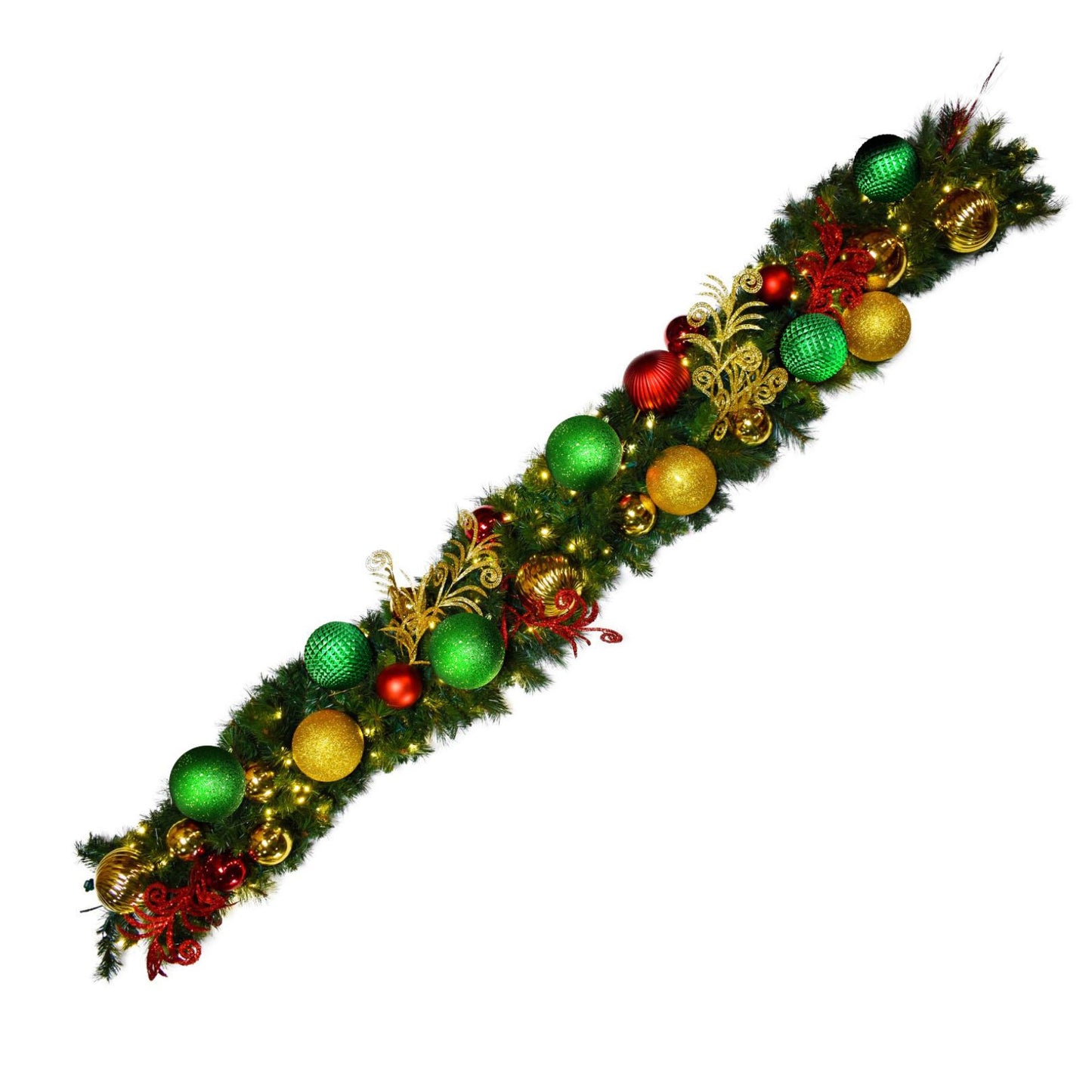 green-christmas-decor-garland-predecorated-red-green-and-gold-w-warm-white-lights-9-x-14-st-nicks-CA