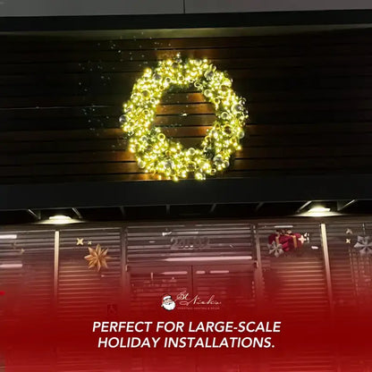 Decorative wreath with lights large-scale holiday decor