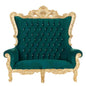 king-caroleous-royal-love-seat-green-gold-velvet-santa-throne