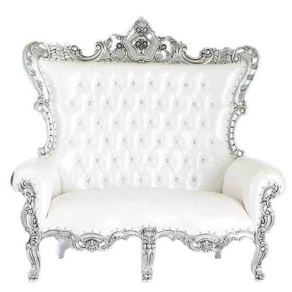 king-caroleous-royal-love-seat-silver-white-velvet-santa-throne