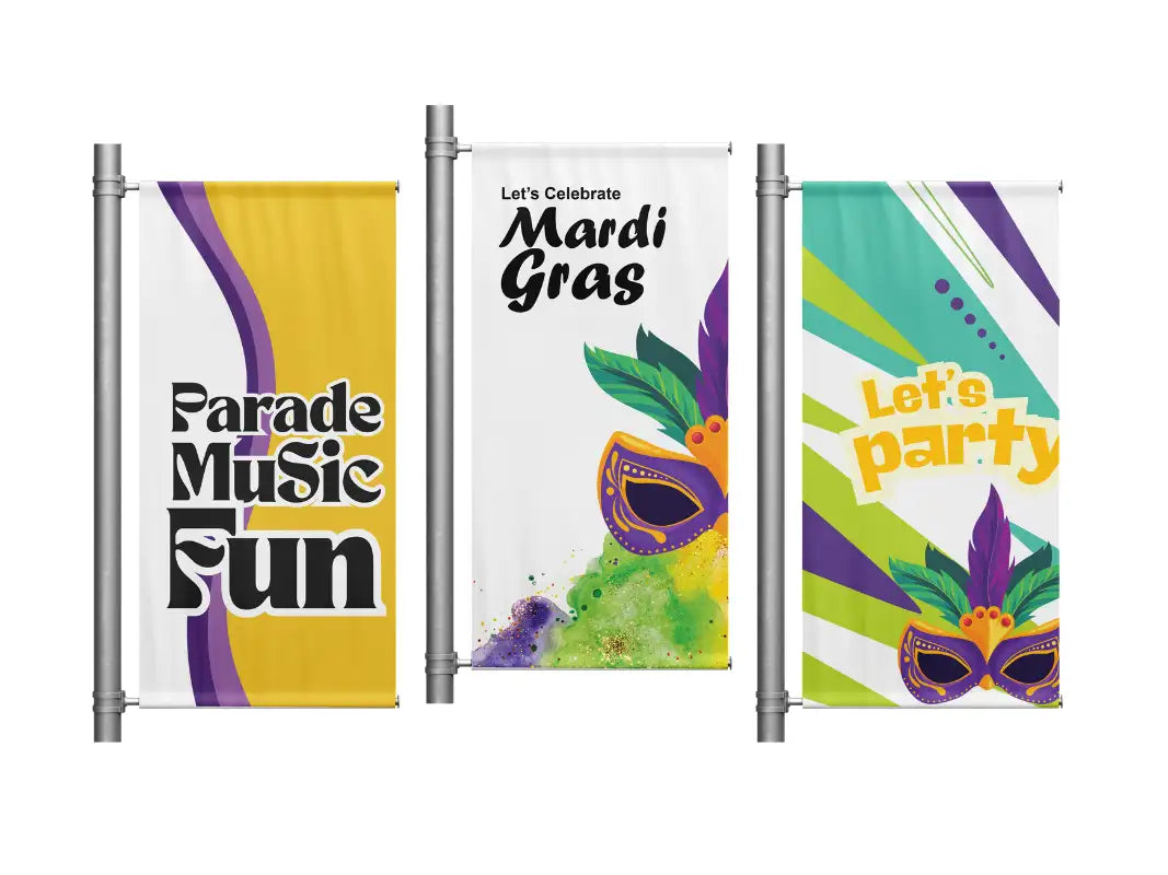 Mardi gras pole banners