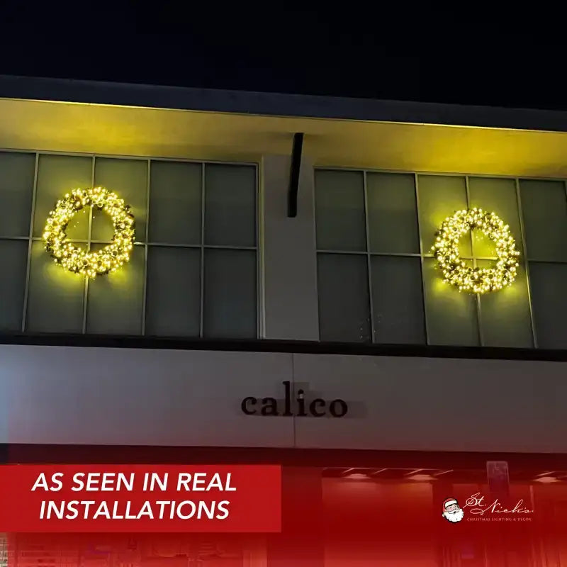 Decorative wreaths on a building facade 