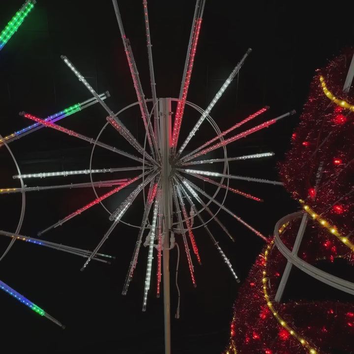 red and white snowfall tree topper