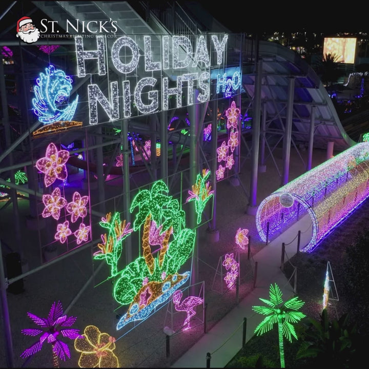 Product video featuring commercial purple twinkle LED mini lights and their vivid violet illumination on green wire.