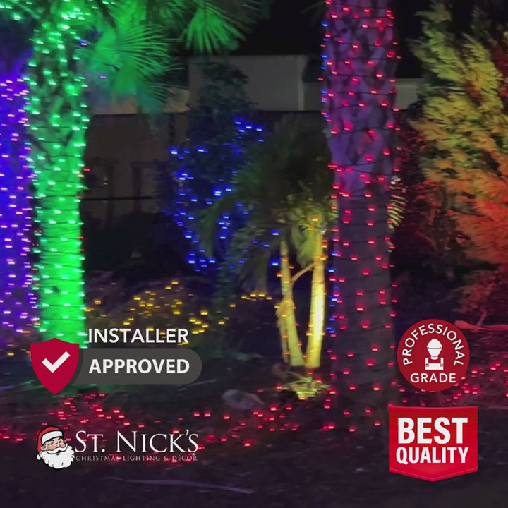 Video showcases professional commercial LED mini light installations and highlights installer-approved holiday lighting applications.