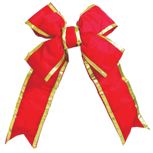 red-christmas-decor-nylon-bow-with-gold-lining-st-nicks-CA
