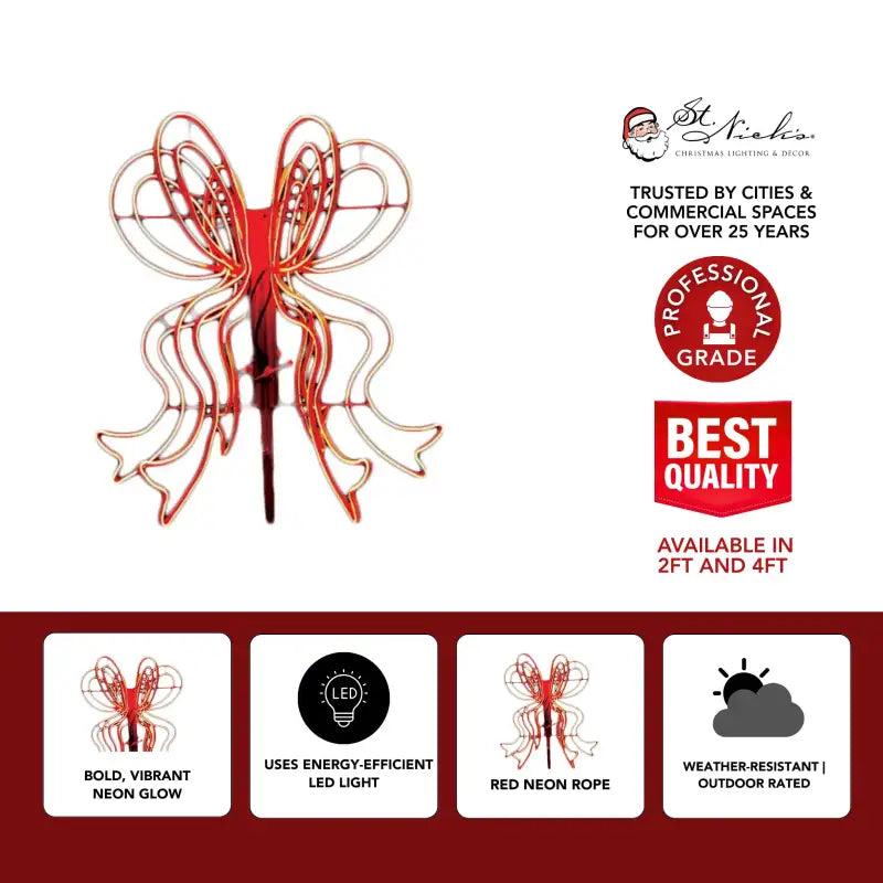 Buy Online Red Neon Rope Ribbon Christmas Tree Topper | StNicks – St ...