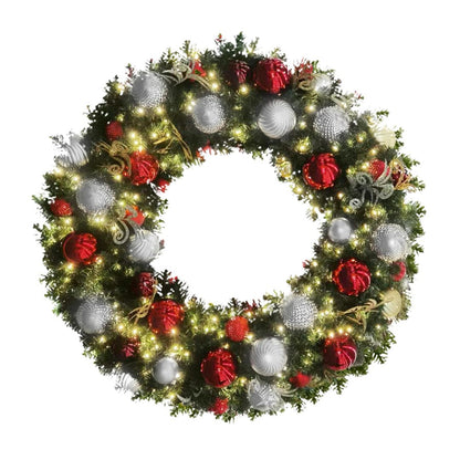 red,-white-and-silver-pre-decorated-red,-white-and-silver-pre-decorated-christmas-lighting-and-decor-wreath-w-warm-white-lightswreath-w-warm-white-lights-st-nicks-CA