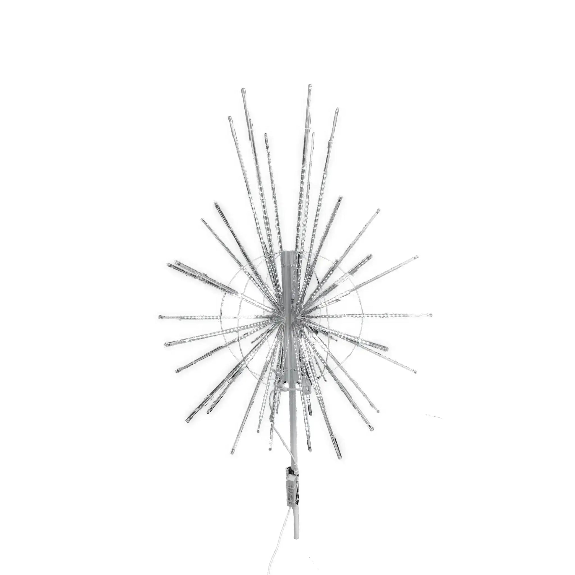 Decorative silver starburst Christmas tree topper