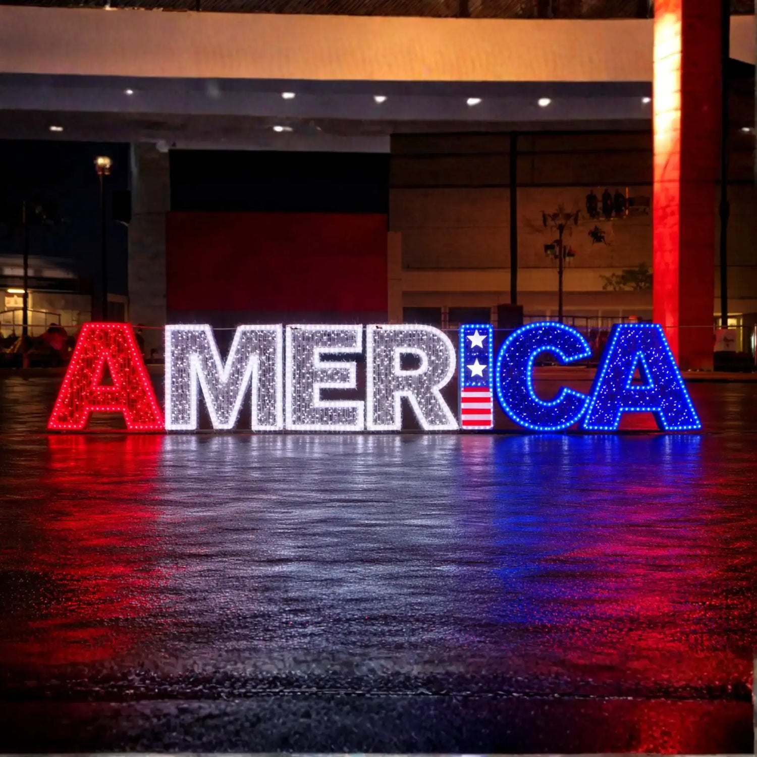 Patriotic Lighting and Banner Displays for Commercial