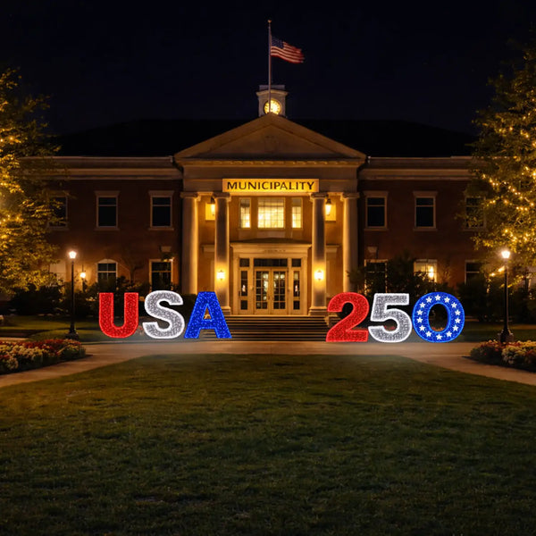 Building a municipal sign USA 250 custom LED lights for patriotic celebration