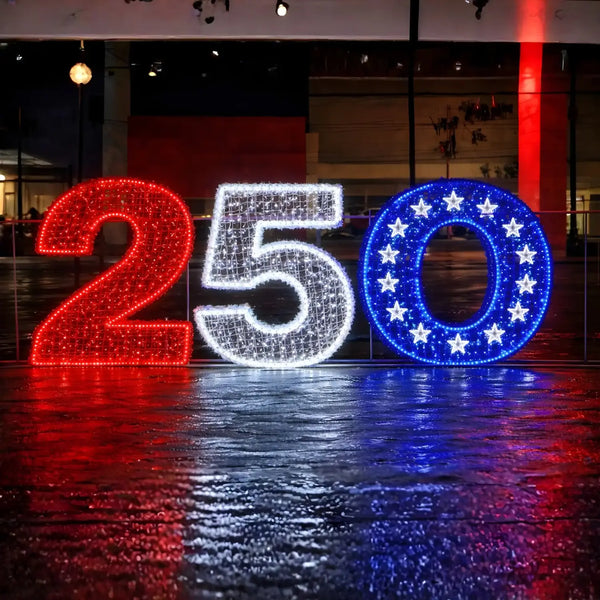 Decorative lights 250 with red, white, and blue colors star design for commercial building outdoor indoor