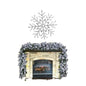Decorative fireplace with faux fur and a large snowflake 